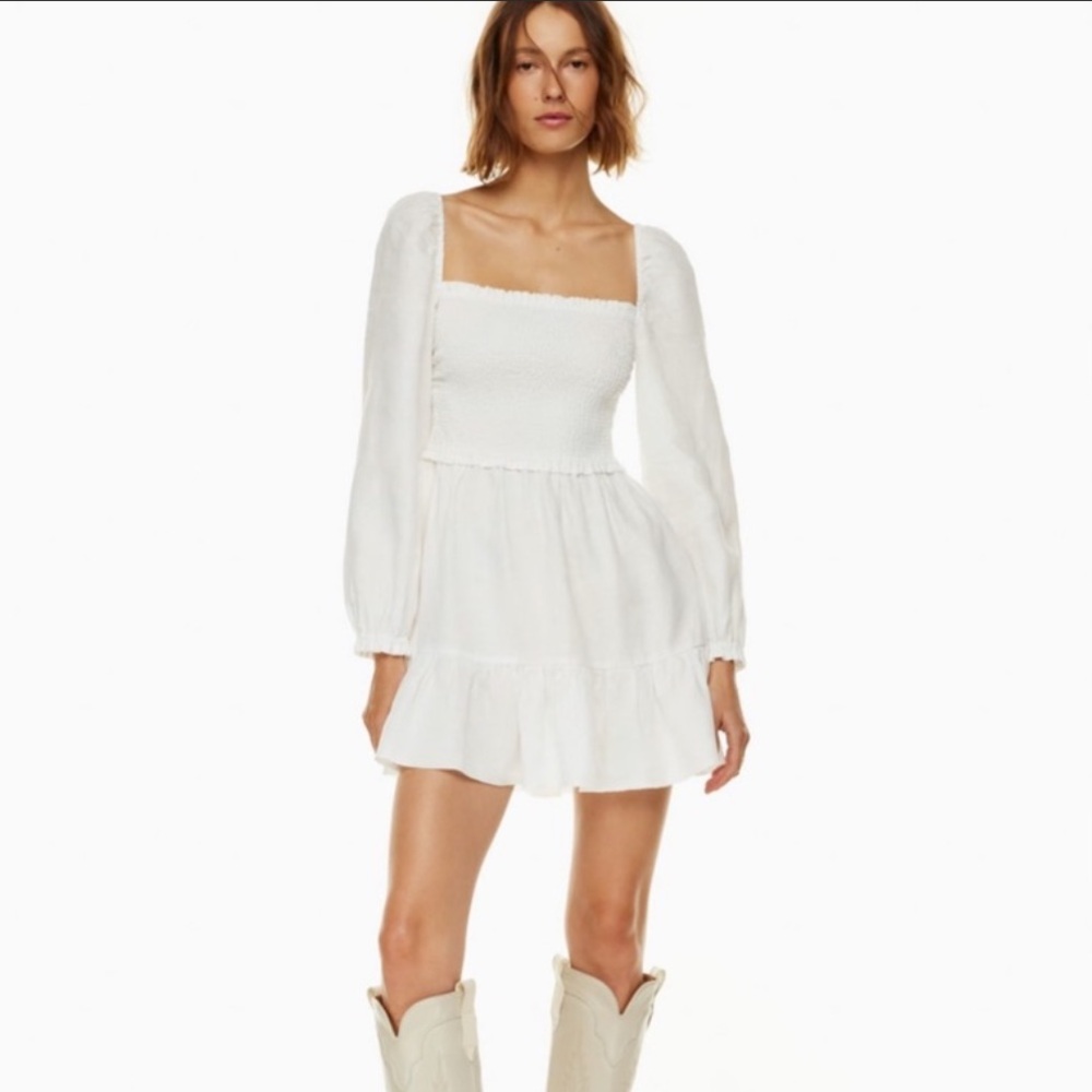 Aritzia Wilfred white linen tempest mini dress